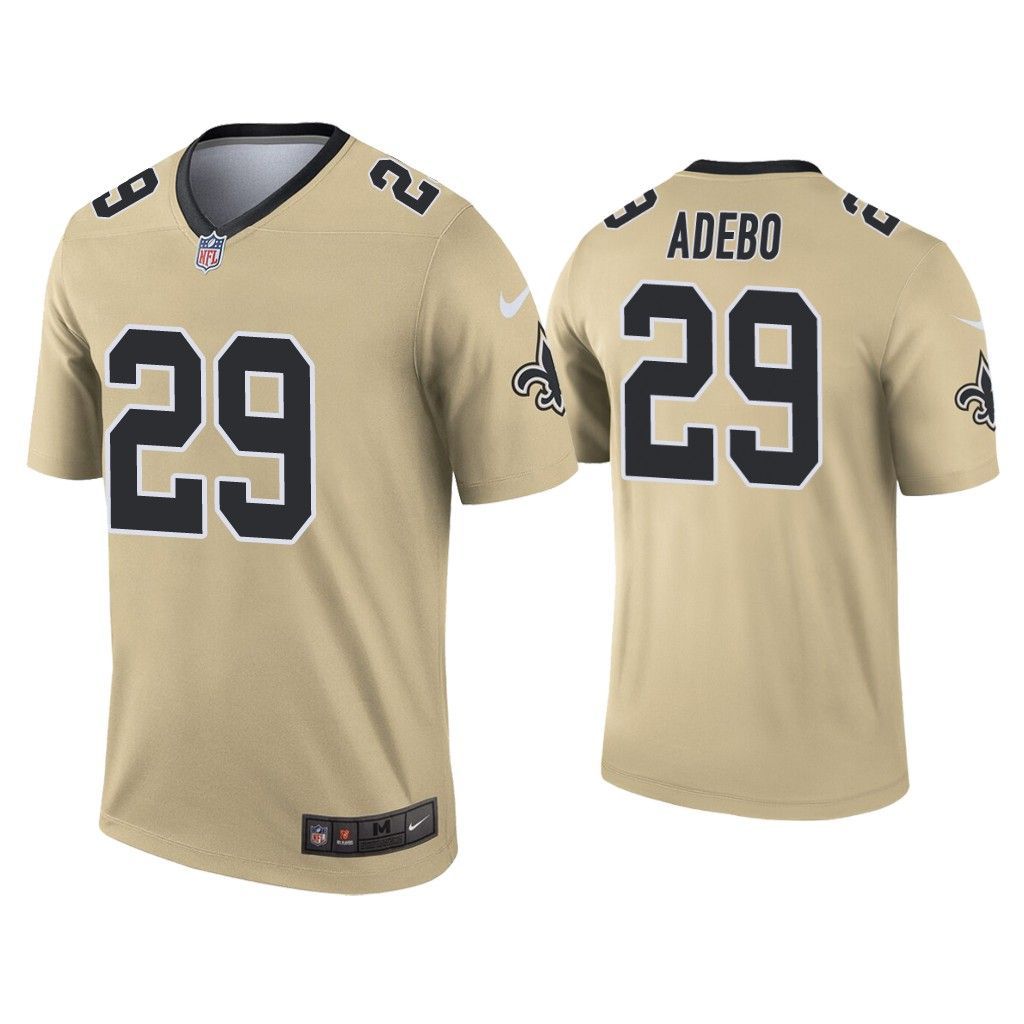 Men New Orleans Saints #29 Paulson Adebo Nike Gold Inverted Legend NFL Jersey